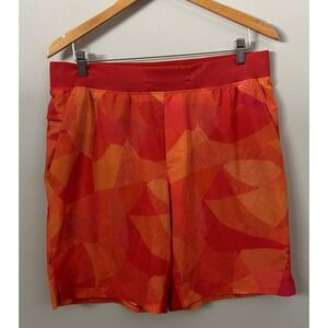 Lululemon T.H.E.‎ Shorts Linerless Men's Large Orange Zip Pocket Gym Activewear